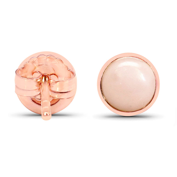 18K Rose Gold Plated 1.76 Carat Genuine Pink Opal .925 Sterling Silver Earrings