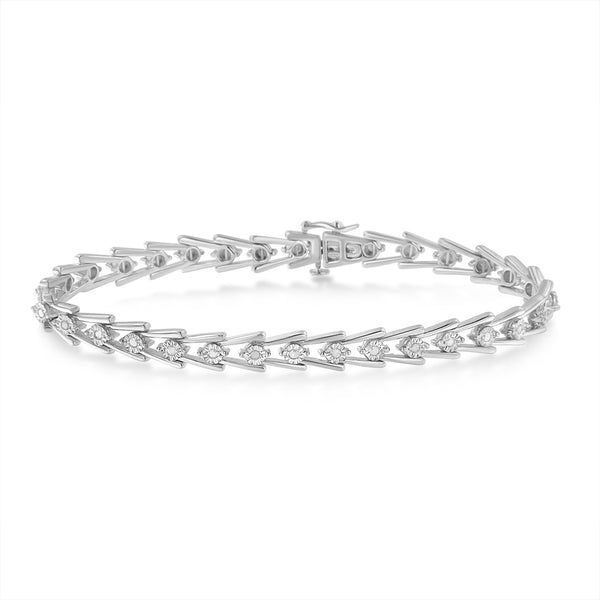 Sterling Silver Diamond Wave-Style Link Bracelet (0.5 cttw, I-J Color, I3 Clarity)