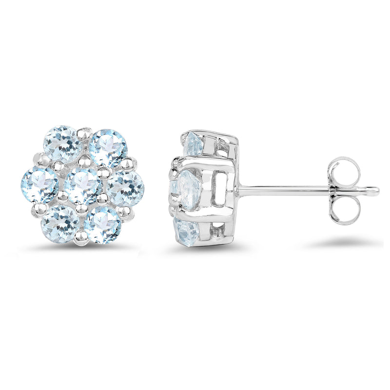 1.68 Carat Genuine Blue Topaz .925 Sterling Silver Earrings