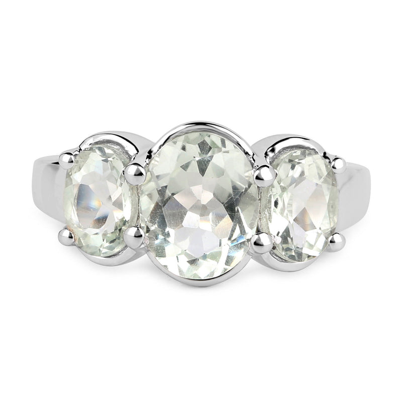 3.30 Carat Genuine Green Amethyst .925 Sterling Silver Ring