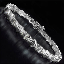 14K White Gold Plated 0.60 Carat Genuine White Diamond .925 Sterling Silver Bracelet