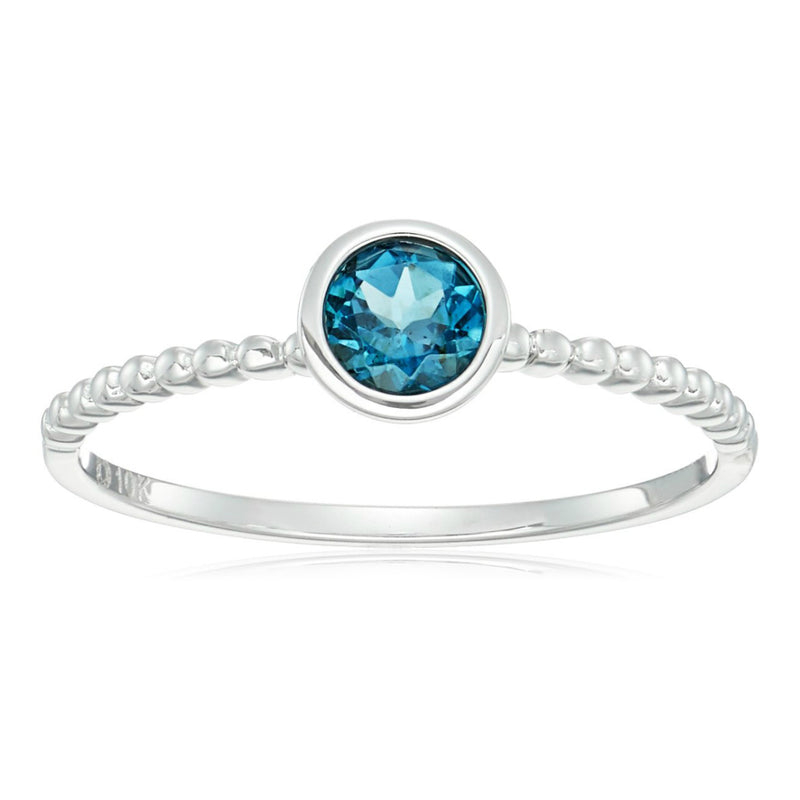 10K White Gold With London Blue Topaz Ring