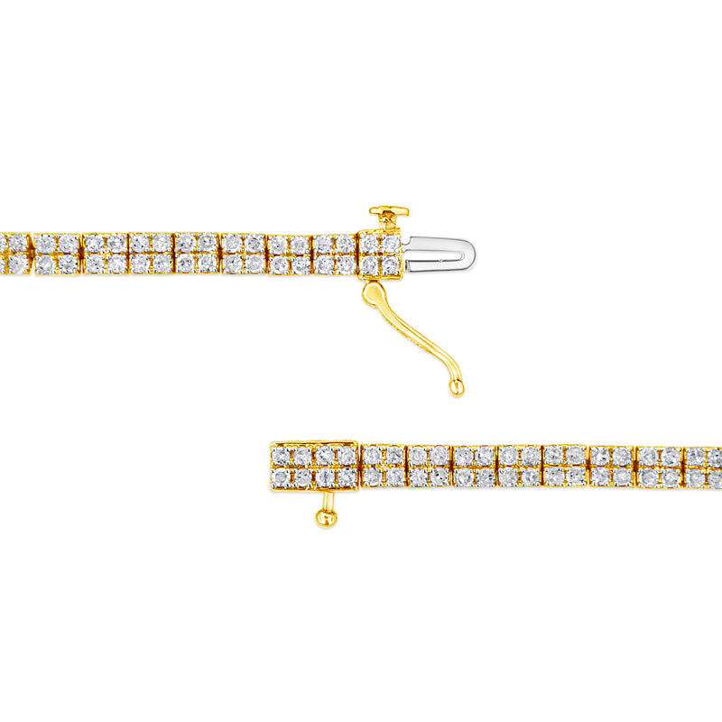 14K Yellow Gold Plated .925 Sterling Silver 3.0 Cttw Diamond Link Bracelet (K-L Color, I2-I3 Clarity) - 7.25"