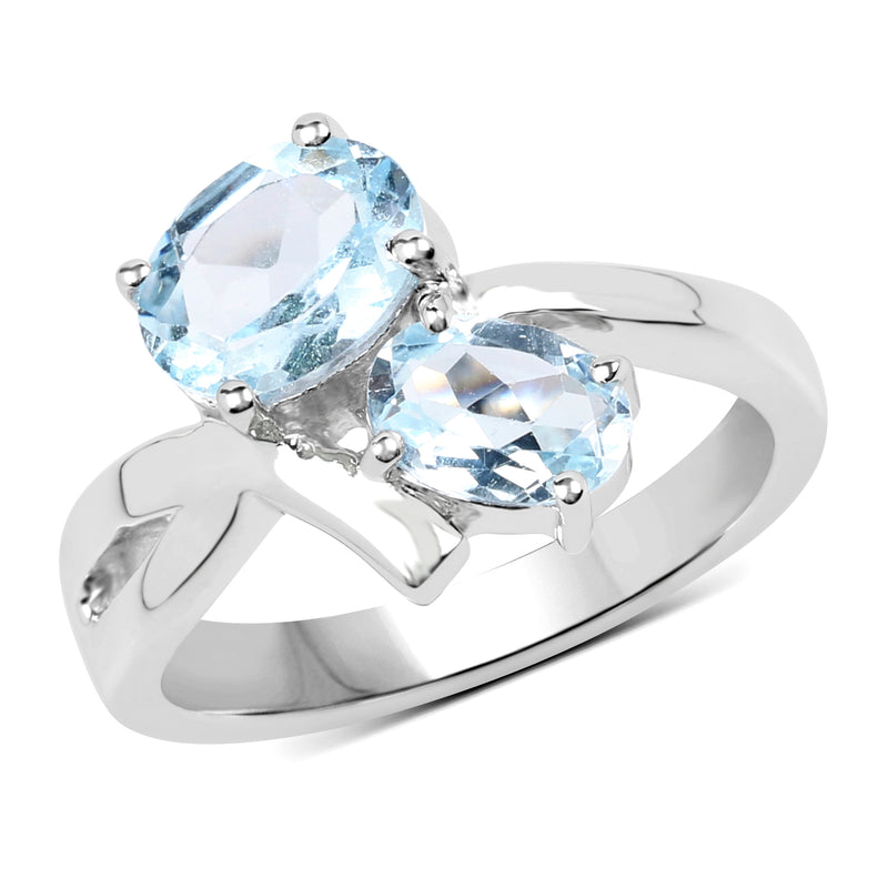 2.55 Carat Genuine Blue Topaz .925 Sterling Silver Ring