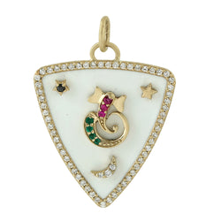 Natural Diamond Charm Pendant 14k Yellow Gold Gemstone Fine Jewelry 0.3ct