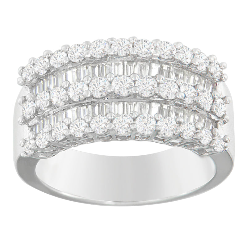 14K White Gold 2ct TDW Round and Baguette-cut Diamond Ring (H-I SI2-I1)