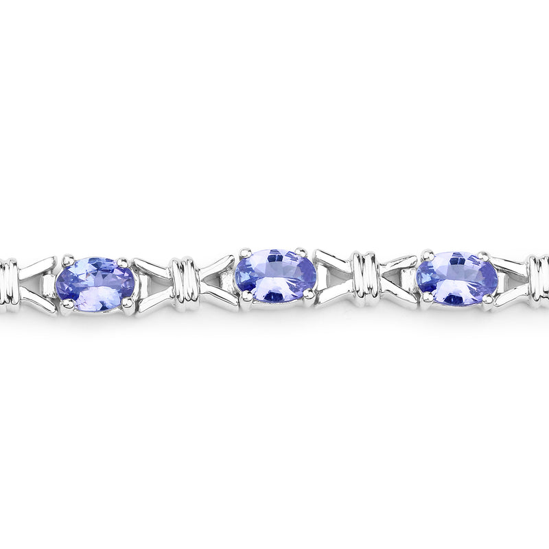 6.16 Carat Genuine Tanzanite .925 Sterling Silver Bracelet