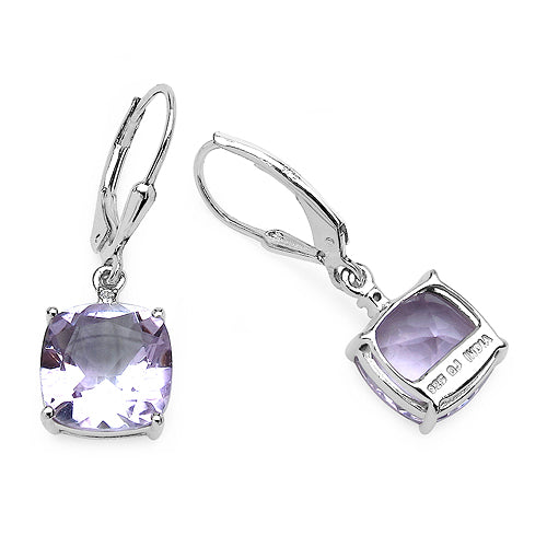 7.03 Carat Genuine Pink Amethyst & White Topaz .925 Sterling Silver Earrings