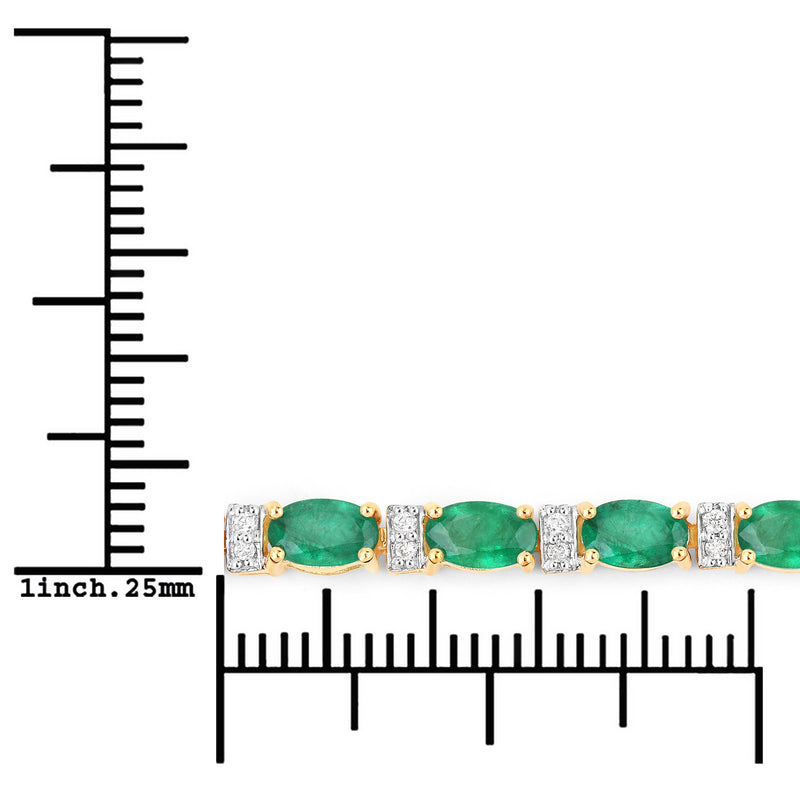 4.98 Carat Genuine Zambian Emerald and White Diamond 14K Yellow Gold Bracelet