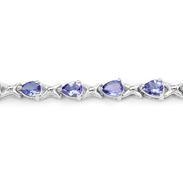 3.36 Carat Genuine Tanzanite .925 Sterling Silver Bracelet