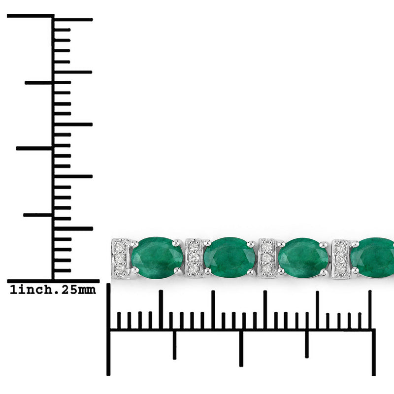 7.76 Carat Genuine Zambian Emerald and White Diamond 14K White Gold Bracelet