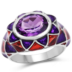 2.20 Carat Genuine Amethyst .925 Sterling Silver Ring