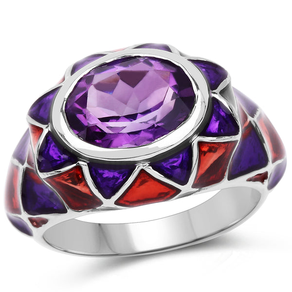 2.20 Carat Genuine Amethyst .925 Sterling Silver Ring