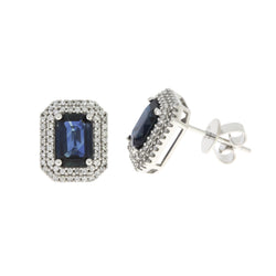 2.62ct Sapphire Diamond Earrings 14KT White Gold