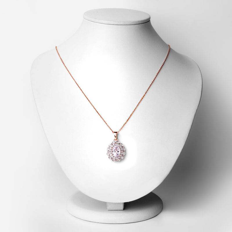 4.26 Carat Genuine Kunzite and White Topaz .925 Sterling Silver Pendant