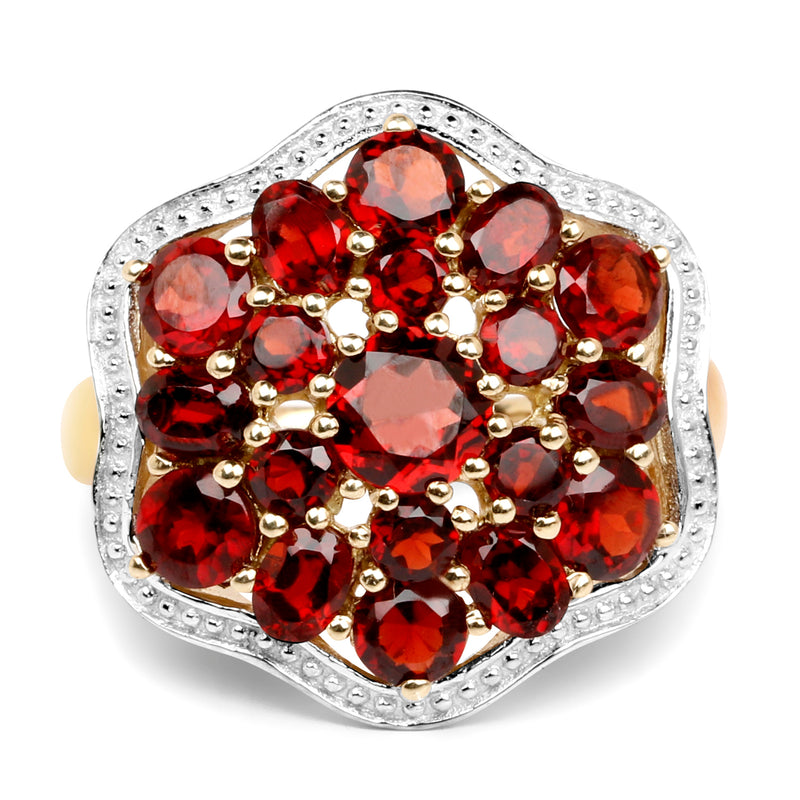 14K Yellow Gold Plated 4.59 Carat Genuine Garnet .925 Sterling Silver Ring