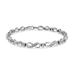 .925 Sterling Silver 1/6 Cttw Diamond Accent Infinity Link Bracelet (I-J Color, I3 Promo Clarity) - 7"