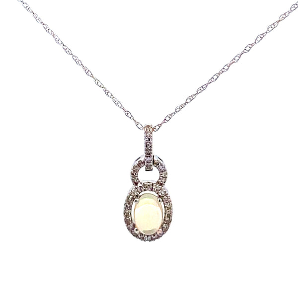 .04ct Opal Diamond Fashion Pendants 10KT White Gold