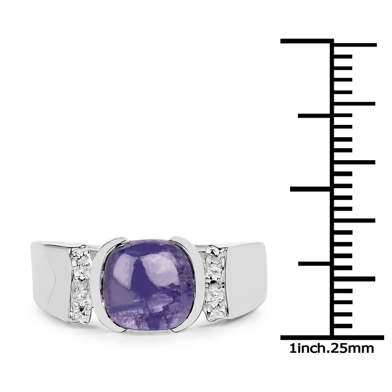 2.80 Carat Genuine Tanzanite .925 Sterling Silver Ring