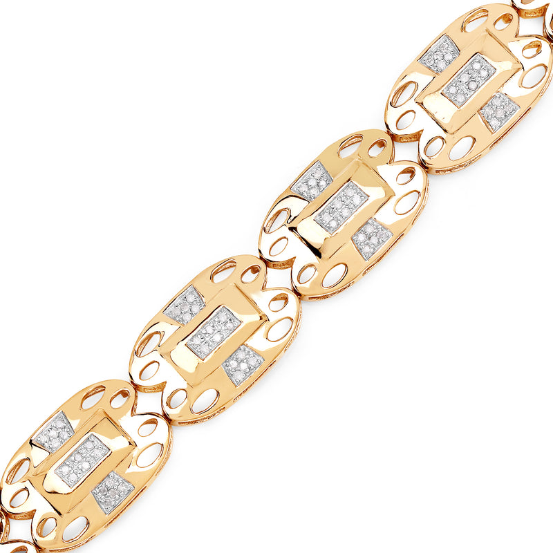 14K Yellow Gold Plated 0.96 Carat Genuine White Diamond .925 Sterling Silver Bracelet