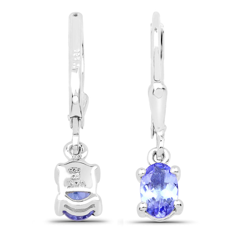 0.88 Carat Genuine Tanzanite .925 Sterling Silver Earrings