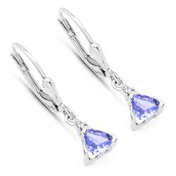 0.89 Carat Genuine Tanzanite and White Topaz .925 Sterling Silver Earrings