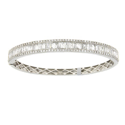 Genuine 4.07ct Diamond Bangle Bracelet 18KT White Gold