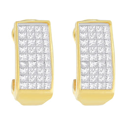 14K Yellow Gold 1 cttw Princess Cut Diamond Earrings (H-I, VS2-SI1)