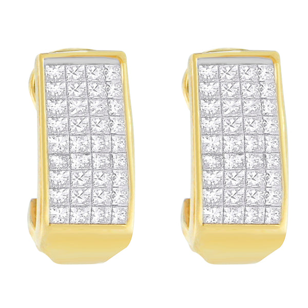 14K Yellow Gold 1 cttw Princess Cut Diamond Earrings (H-I, VS2-SI1)