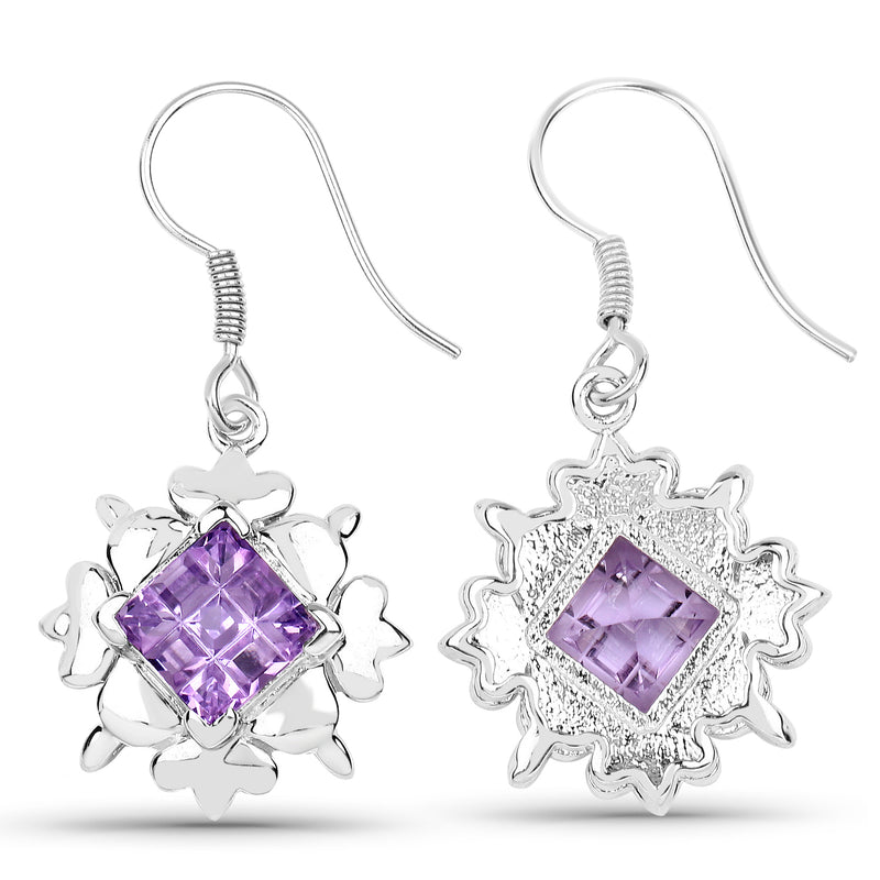 4.97 Carat Genuine Amethyst .925 Sterling Silver Earrings