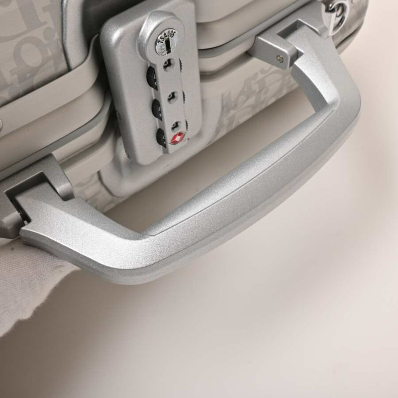 Christian Dior Aluminum Oblique Trotter Handbag Trunk 2WAY Silver
