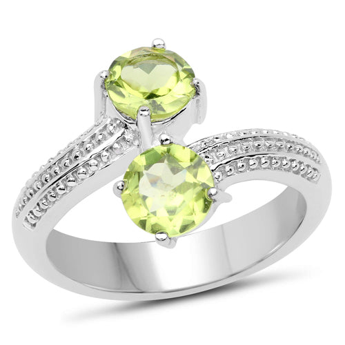 1.60 Carat Genuine Peridot .925 Sterling Silver Ring