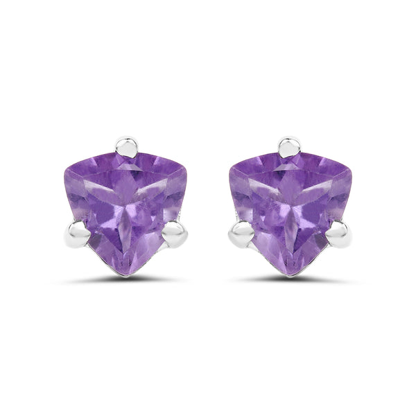 0.80 Carat Genuine Amethyst .925 Sterling Silver Earrings