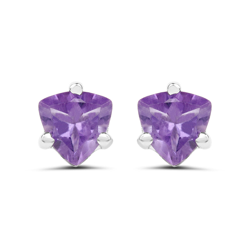 0.80 Carat Genuine Amethyst .925 Sterling Silver Earrings