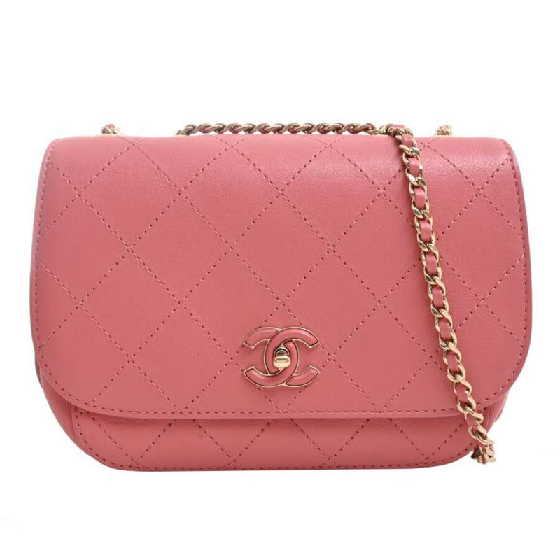 Chanel Womens Leather Shoulder Bag Pink