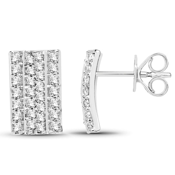 0.72 Carat Genuine White Diamond 14K White Gold Earrings (E-F Color, SI Clarity)