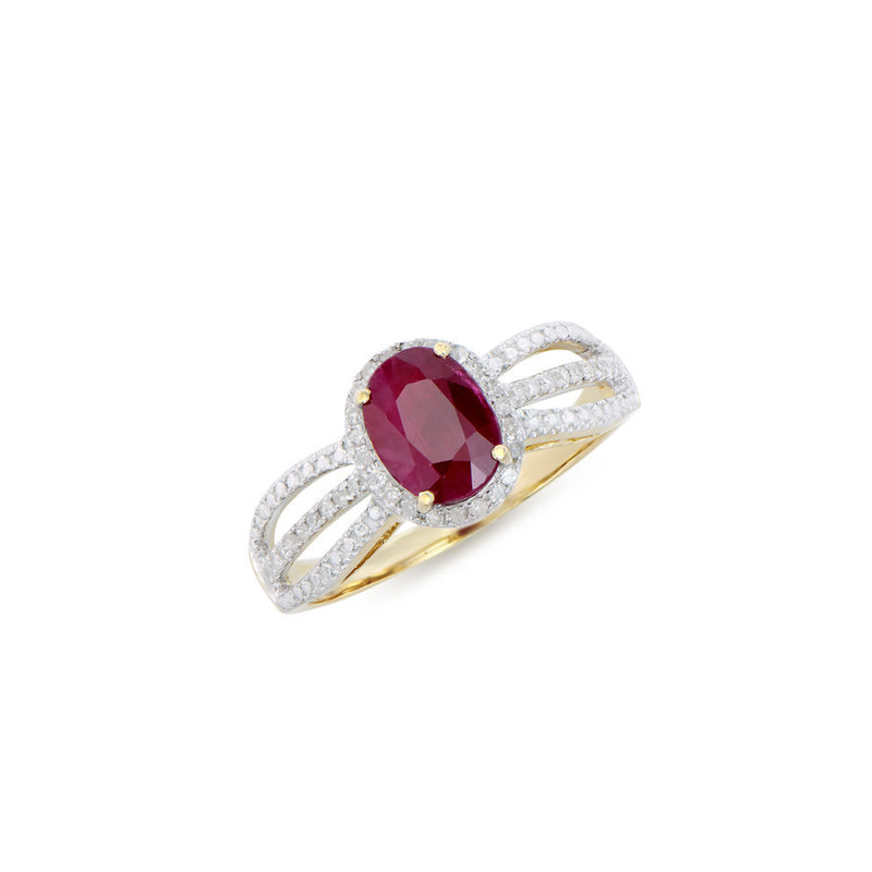 1.68 CTS CERTIFIED DIAMONDS & AFRICAN RUBY 14K YELLOW  GOLD DESIGNER RING SIZE 7.5