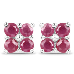 1.04 Carat Genuine Johnson Ruby .925 Sterling Silver Earrings