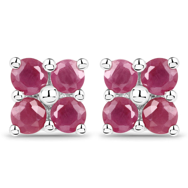 1.04 Carat Genuine Johnson Ruby .925 Sterling Silver Earrings