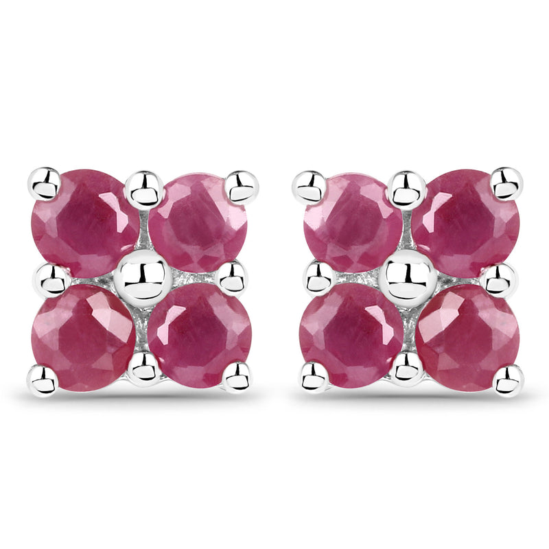 1.04 Carat Genuine Johnson Ruby .925 Sterling Silver Earrings