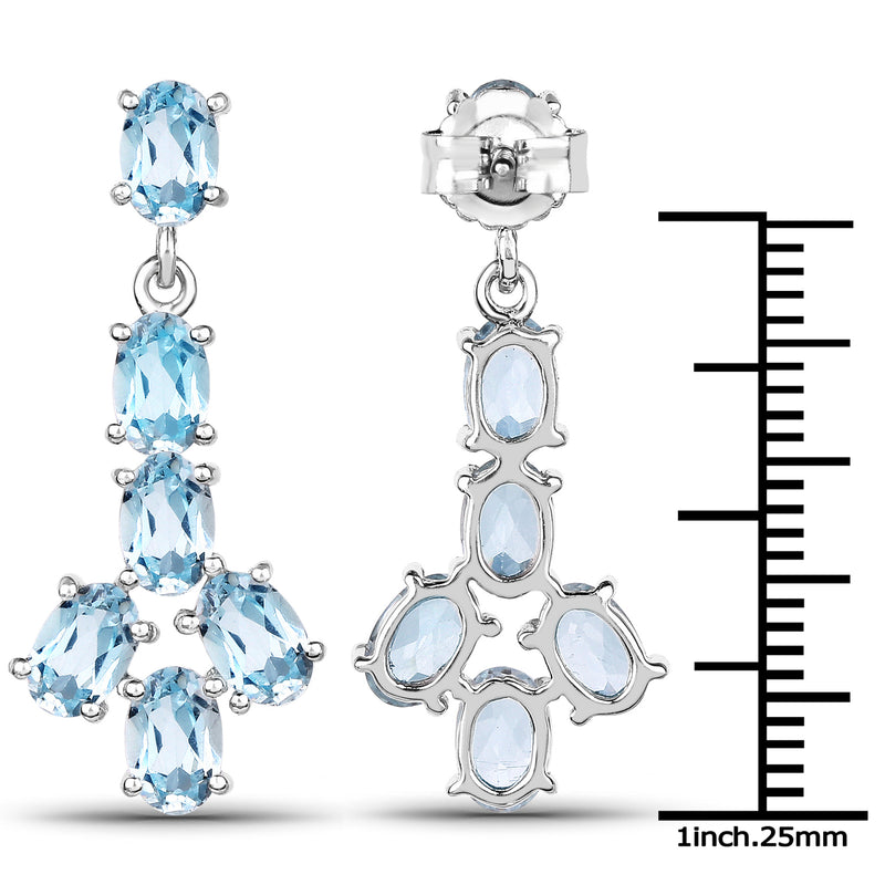 6.12 Carat Genuine Blue Topaz .925 Sterling Silver Earrings