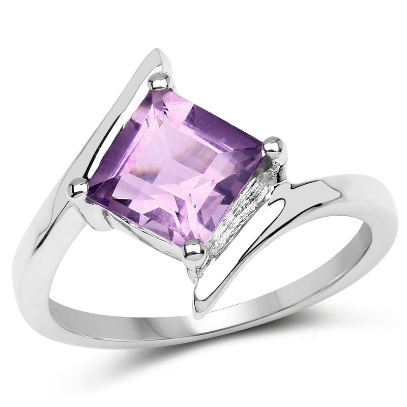 1.50 Carat Genuine Amethyst .925 Sterling Silver Ring