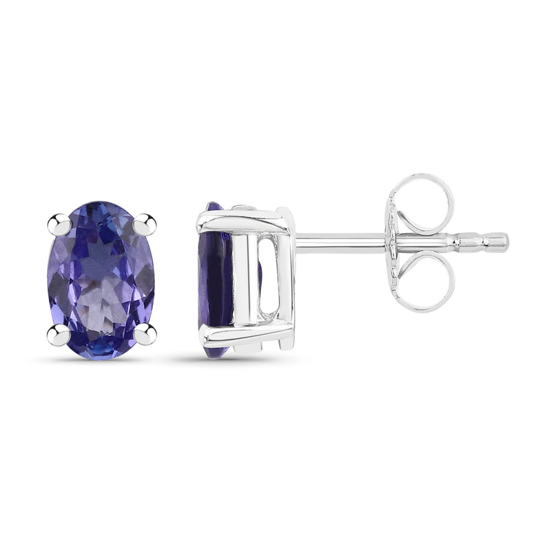 1.20 Carat Genuine Tanzanite .925 Sterling Silver Earrings