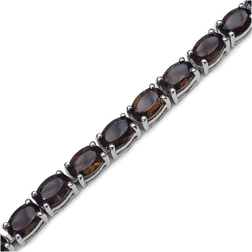 12.76 Carat Genuine Smoky Quartz .925 Sterling Silver Bracelet