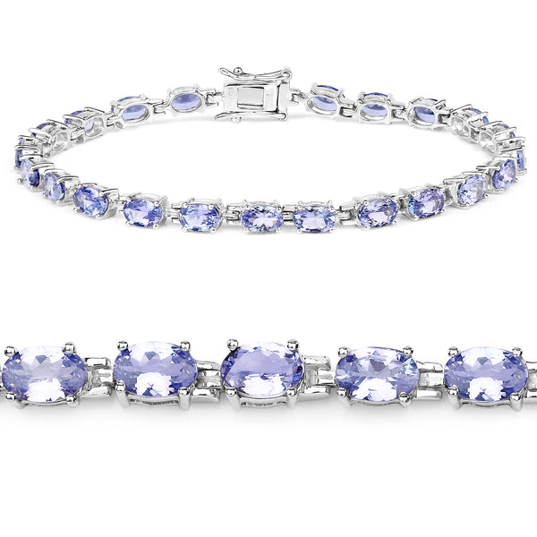 9.68 Carat Genuine Tanzanite .925 Sterling Silver Bracelet