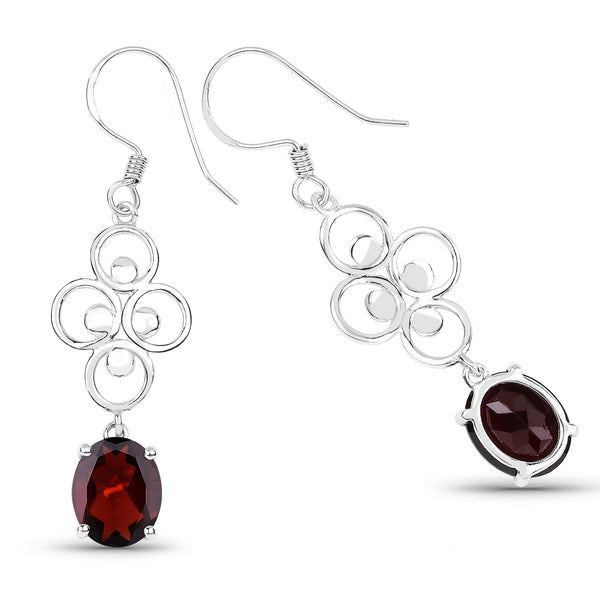 7.30 Carat Genuine Garnet .925 Sterling Silver Earrings