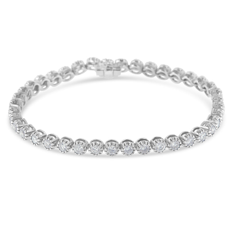 14K White Gold 4ct TDW Round-Framed Diamond Tennis Bracelet (H-II1-I2)