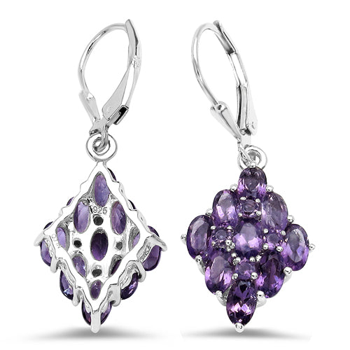 4.82 Carat Genuine Amethyst .925 Sterling Silver Earrings