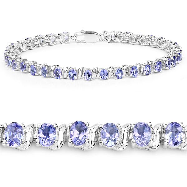 6.46 Carat Genuine Tanzanite .925 Sterling Silver Bracelet