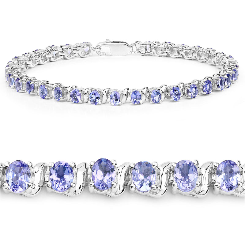 6.46 Carat Genuine Tanzanite .925 Sterling Silver Bracelet